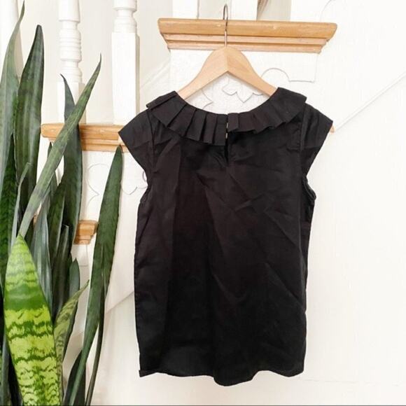 Club Monaco black ruffle neck blouse sz XS - Picture 3 of 6